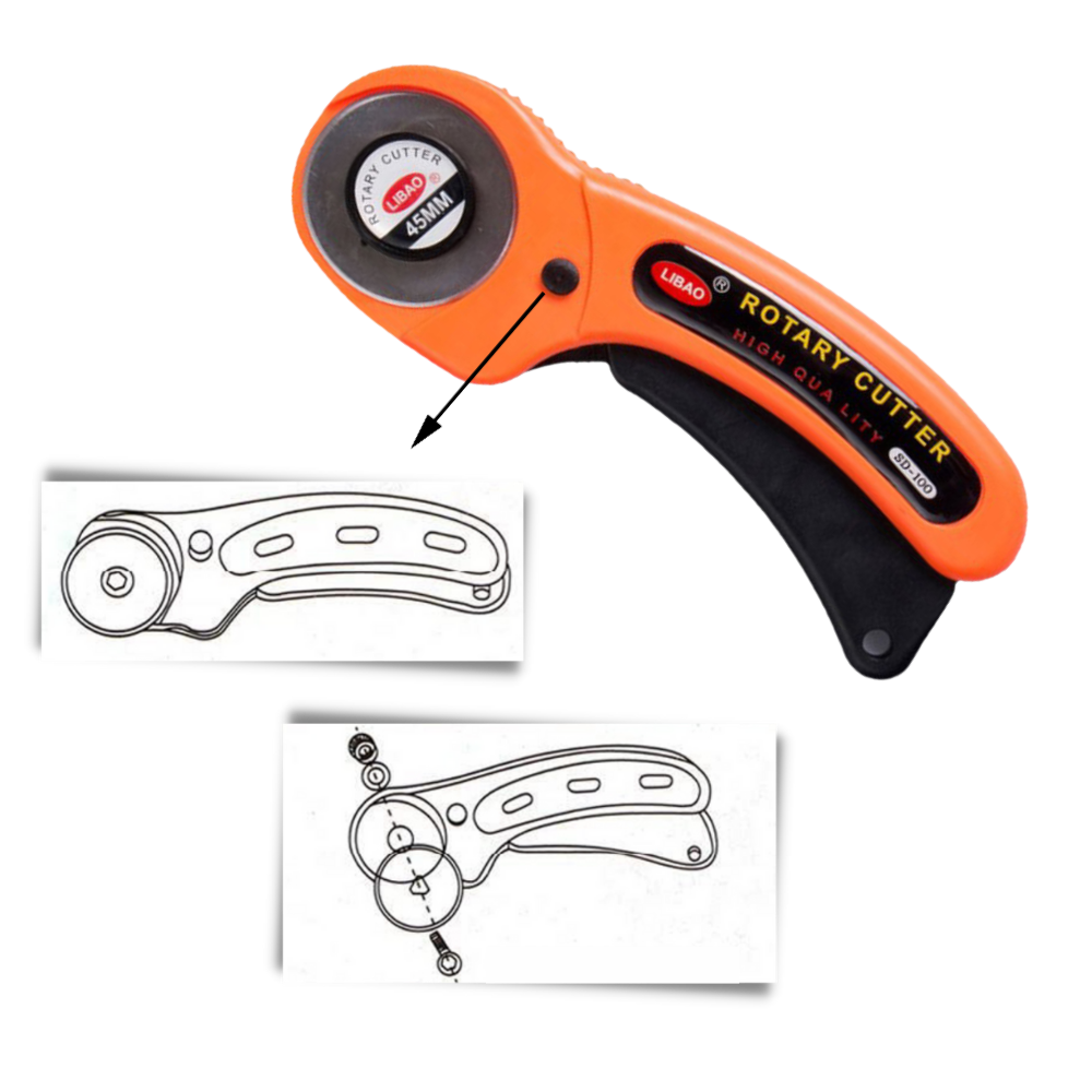 Coupeur rotatif pour tissus avec cinq lames de 45 mm - Ozerty