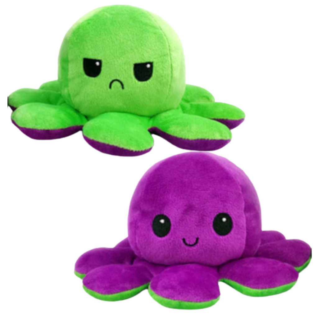 Peluche réversible mini poulpe -Violet-vert/   - Ozerty