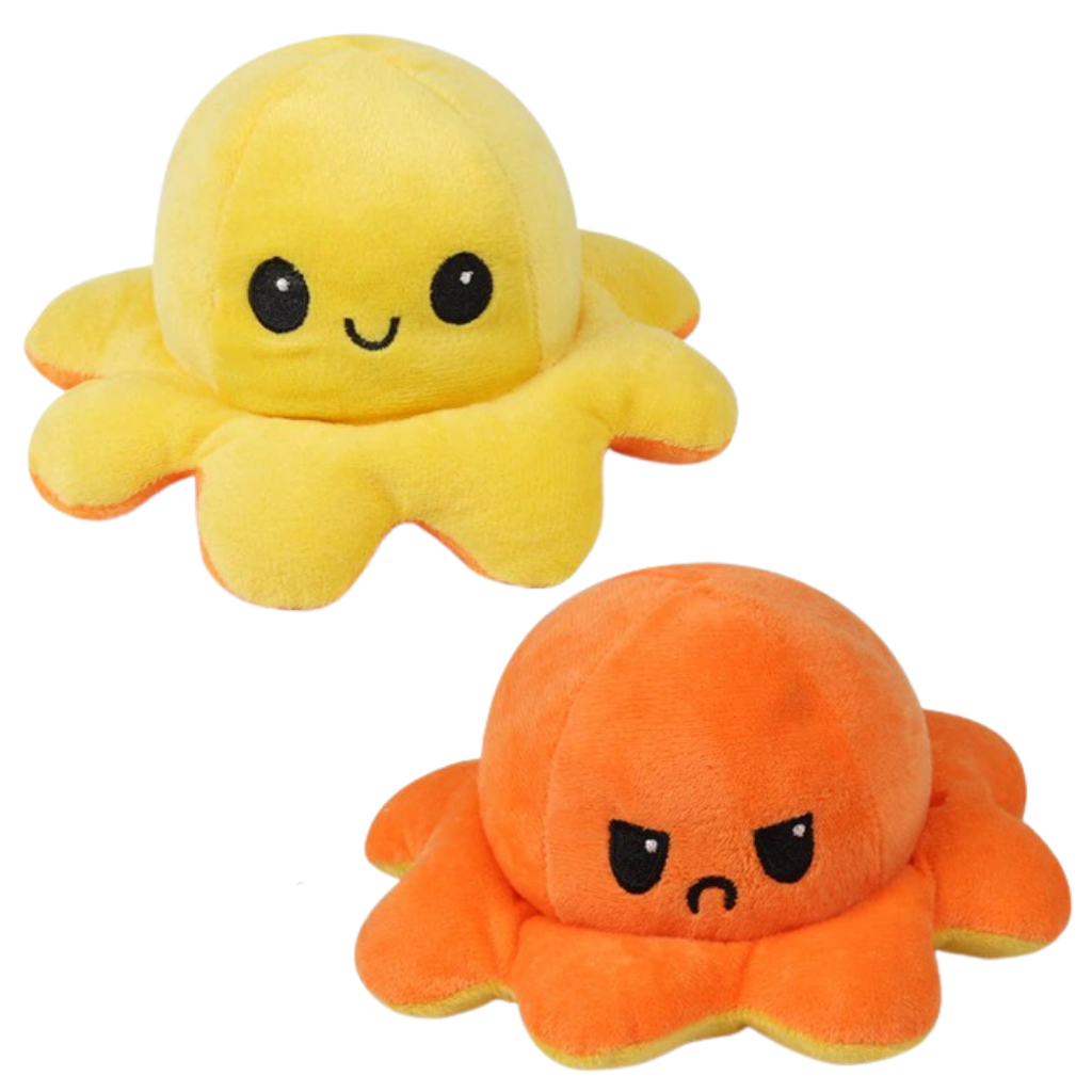 Peluche réversible mini poulpe -Orange-jaune/   - Ozerty