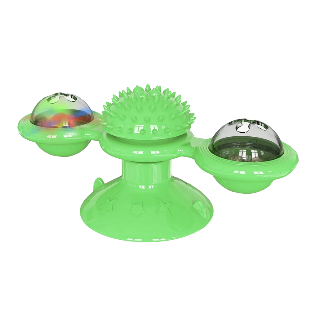 Cat toy "rotating windmill" with brush