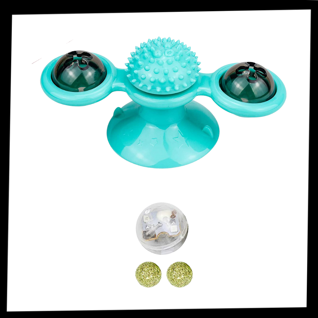 Jouet pour chat "moulin à vent rotatif" avec brosse - Ozerty