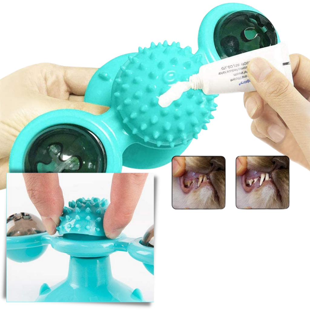 Jouet pour chat "moulin à vent rotatif" avec brosse - Ozerty