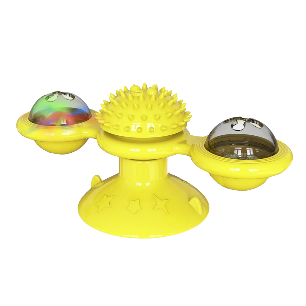 Cat toy "rotating windmill" with brush