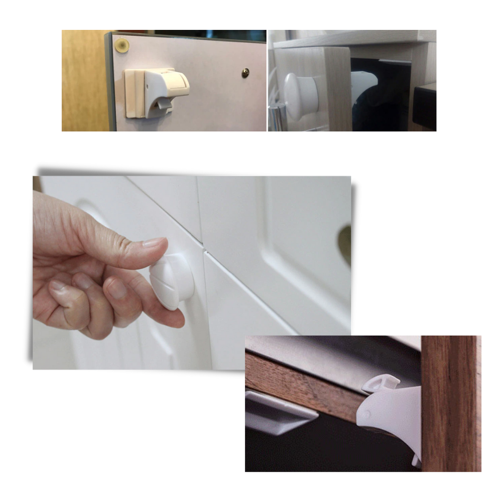 Lot de 4 serrures magnétiques d'armoires pour la sécurité des enfants - Ozerty