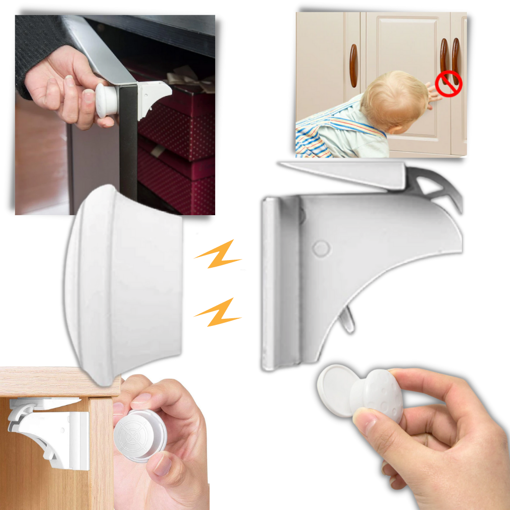 Lot de 4 serrures magnétiques d'armoires pour la sécurité des enfants