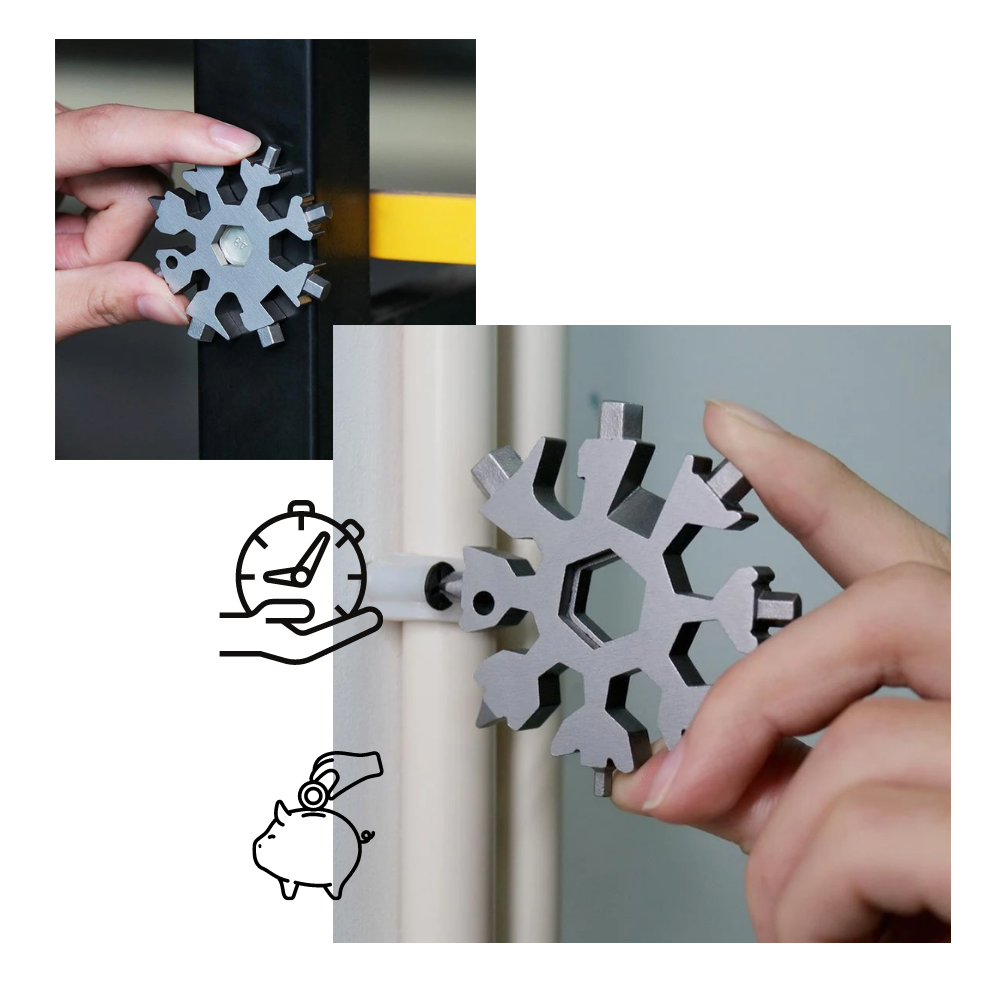 Outil multifonctionnel 18-en-1 en forme de flocon de neige en acier inoxydable - Ozerty