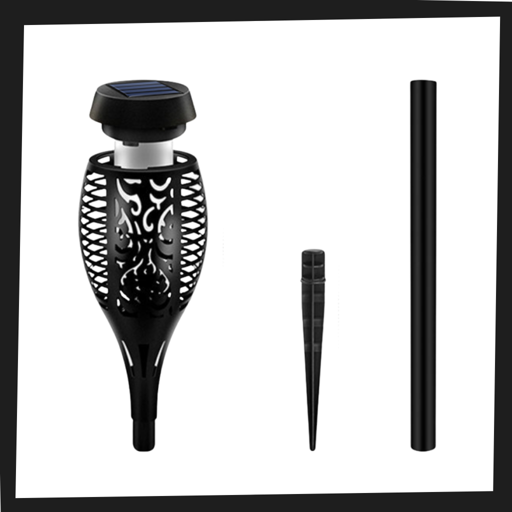 Lampe torche solaire à LED avec flamme - Ozerty