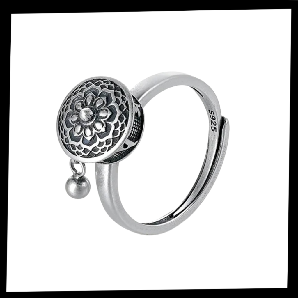 Bague pour femme avec mantra bouddhiste rotatif - Ozerty
