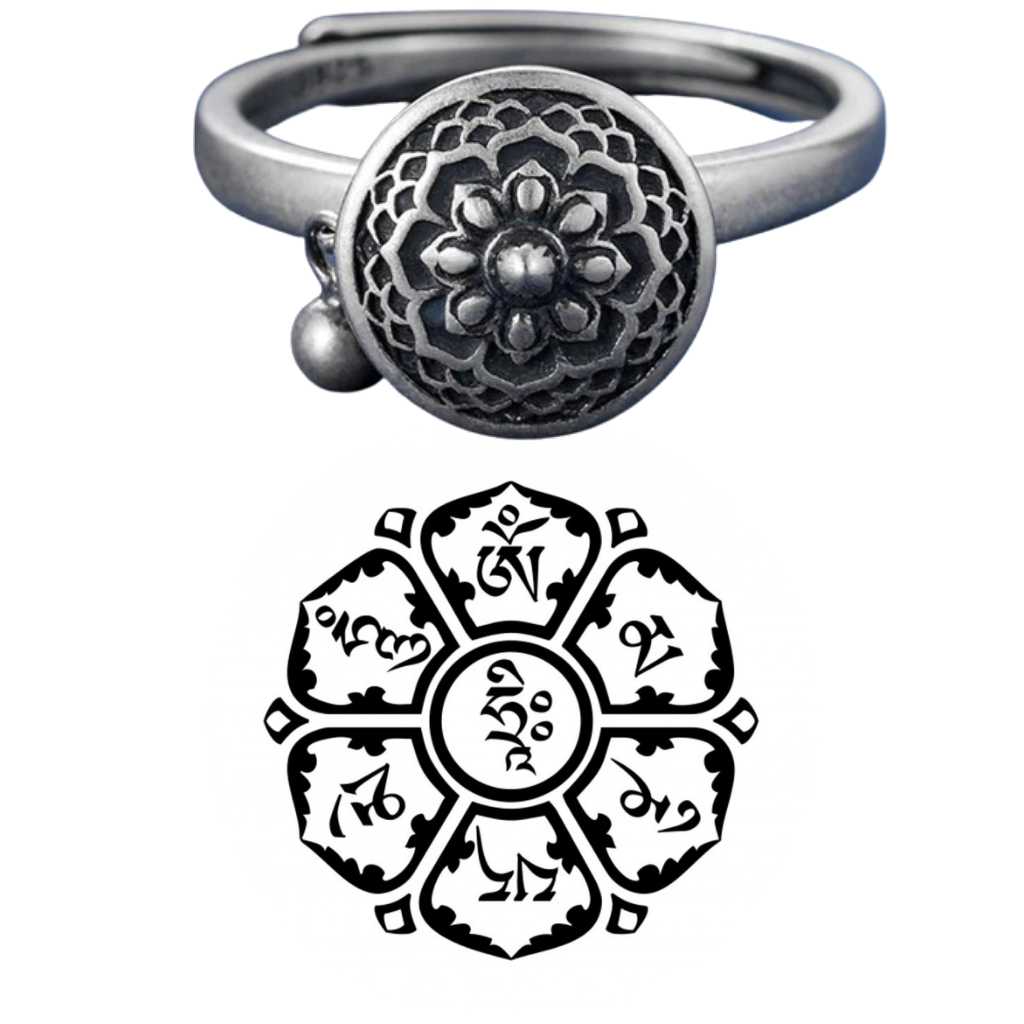Bague pour femme avec mantra bouddhiste rotatif - Ozerty