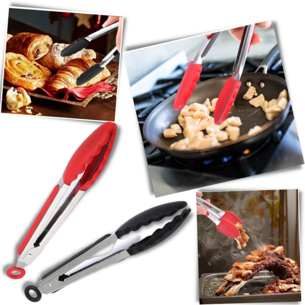 Stainless Steel Barbecue Tongs with Silicone Handle