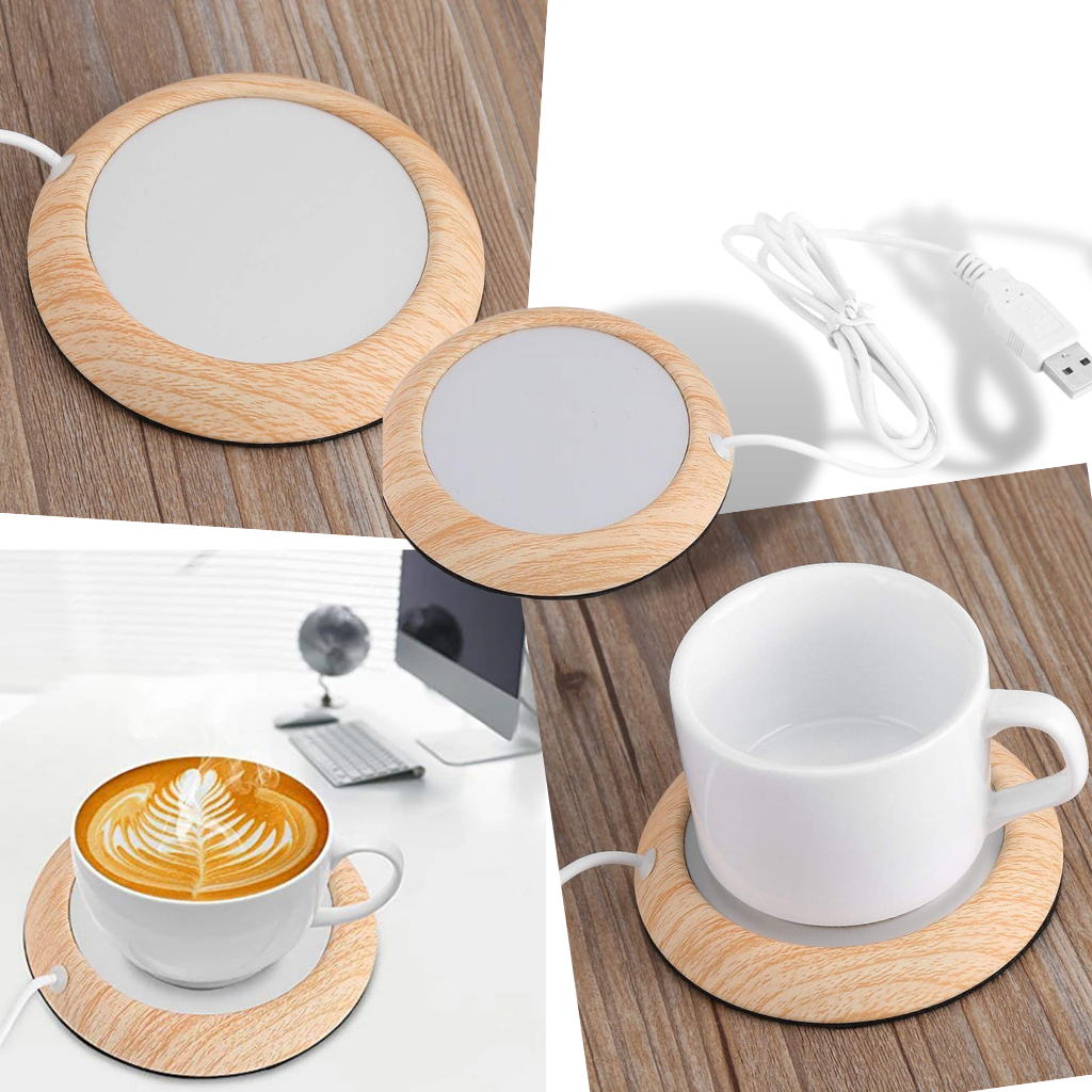Chauffe-tasse USB électrique en bois