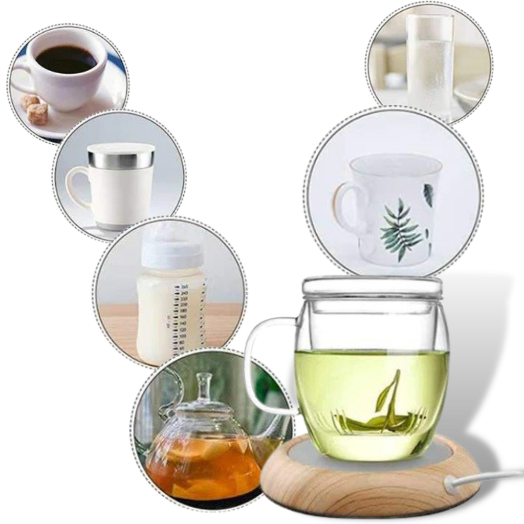 Chauffe-tasse USB électrique en bois - Ozerty