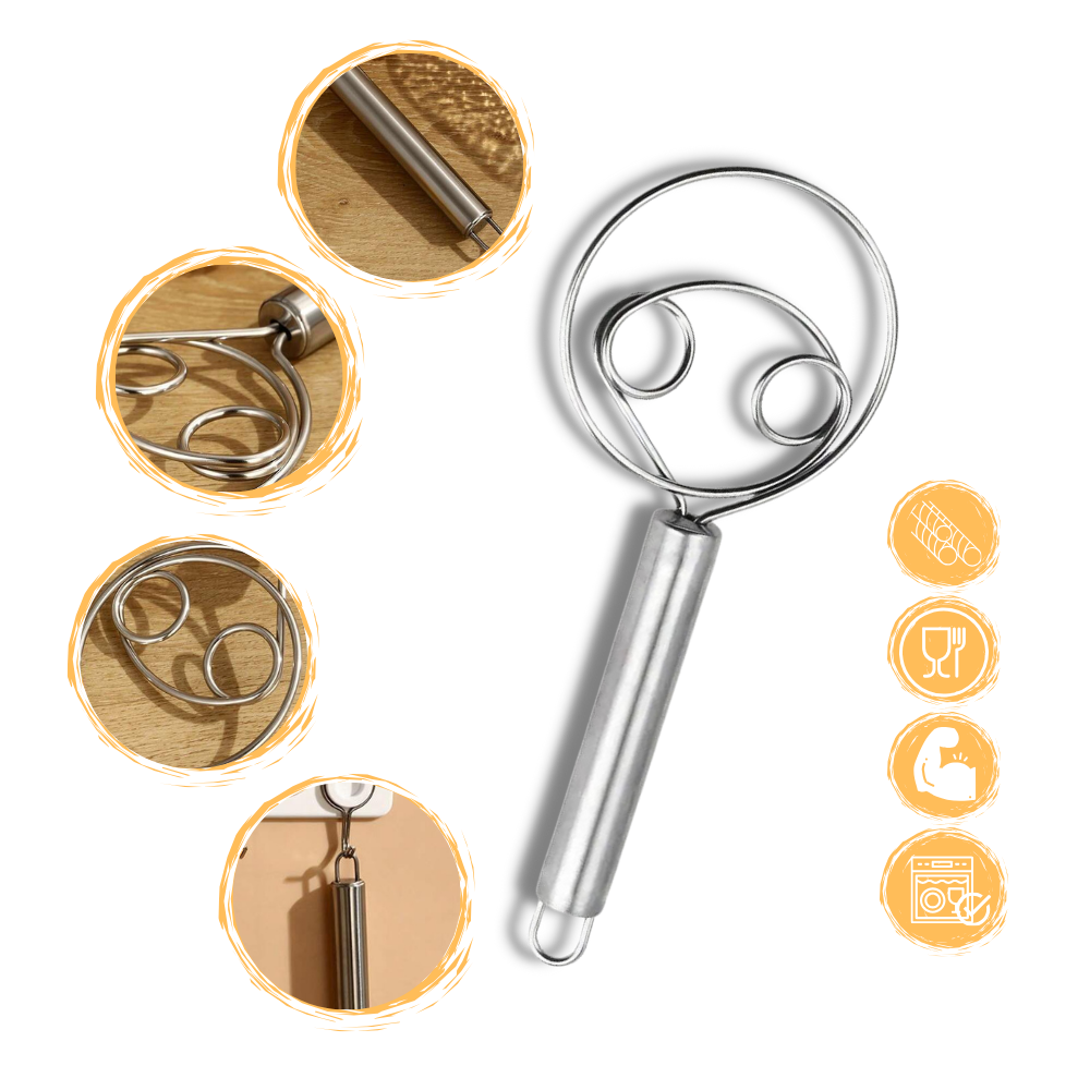 Fouet à pâte danois en acier inoxydable sans effort - Ozerty