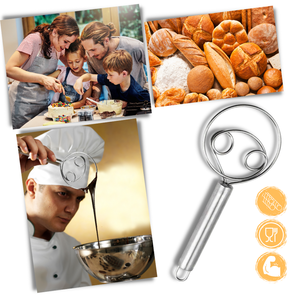 Fouet à pâte danois en acier inoxydable sans effort - Ozerty
