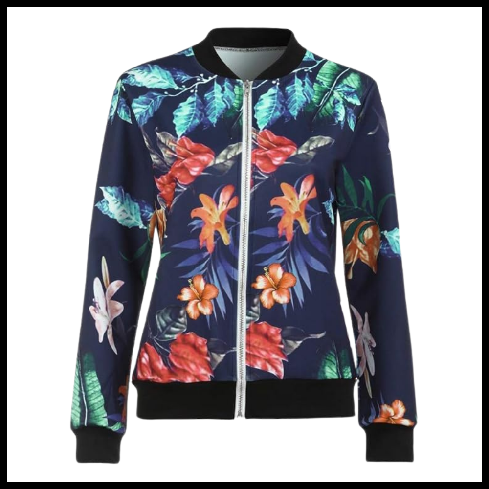 Blouson bomber à fleurs à manches longues - Ozerty