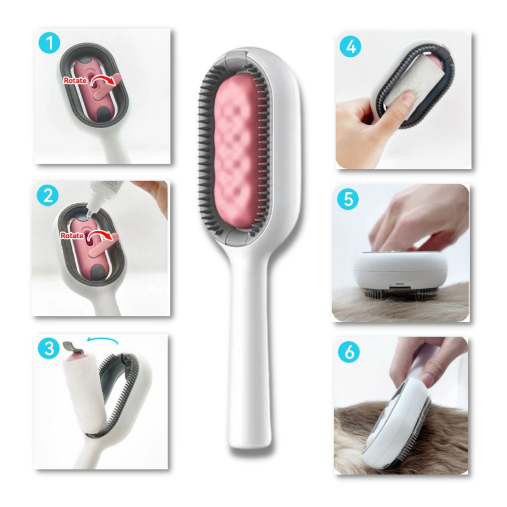 Brosse de toilettage avec réservoir d'eau
- Ozerty
