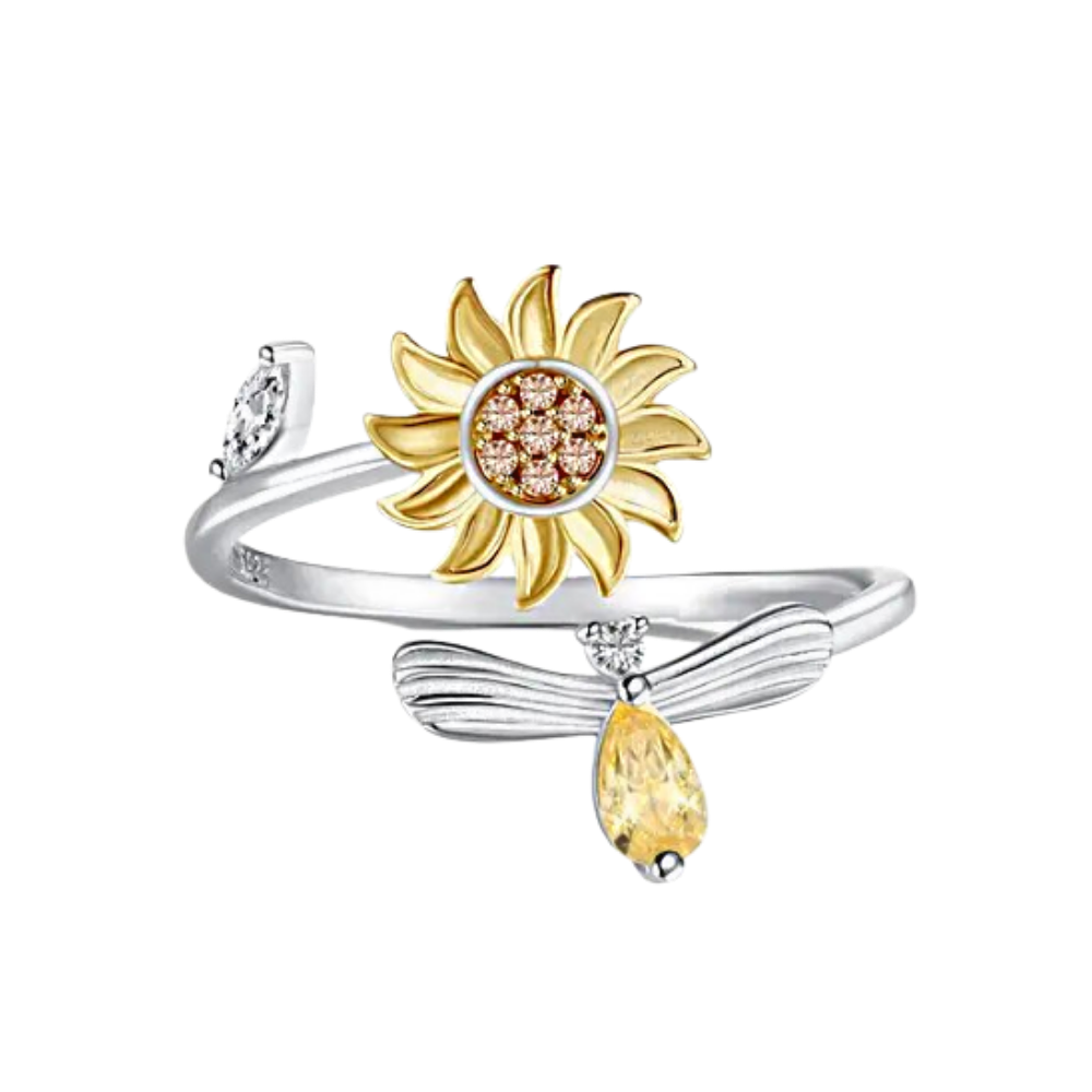 Bague tournesol tournante
 -Argent - Ozerty