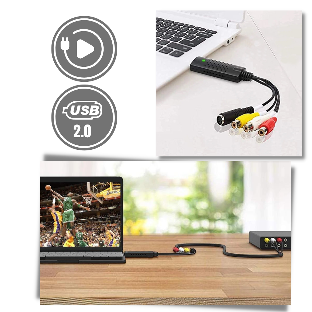 Adaptateur USB 2.0 pour la capture vidéo TV DVD VHS DVR - Ozerty