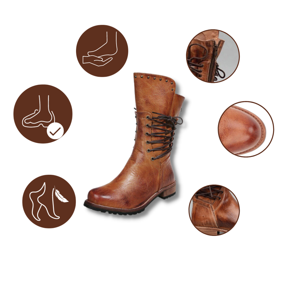 Bottines vintage en cuir PU - Ozerty