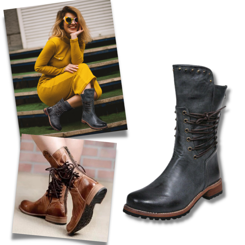 Bottines vintage en cuir PU - Ozerty