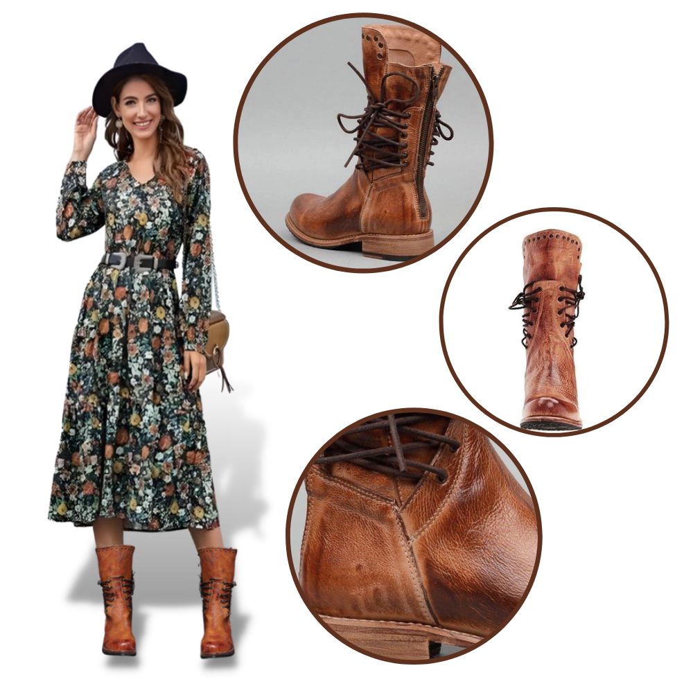 Bottines vintage en cuir PU - Ozerty