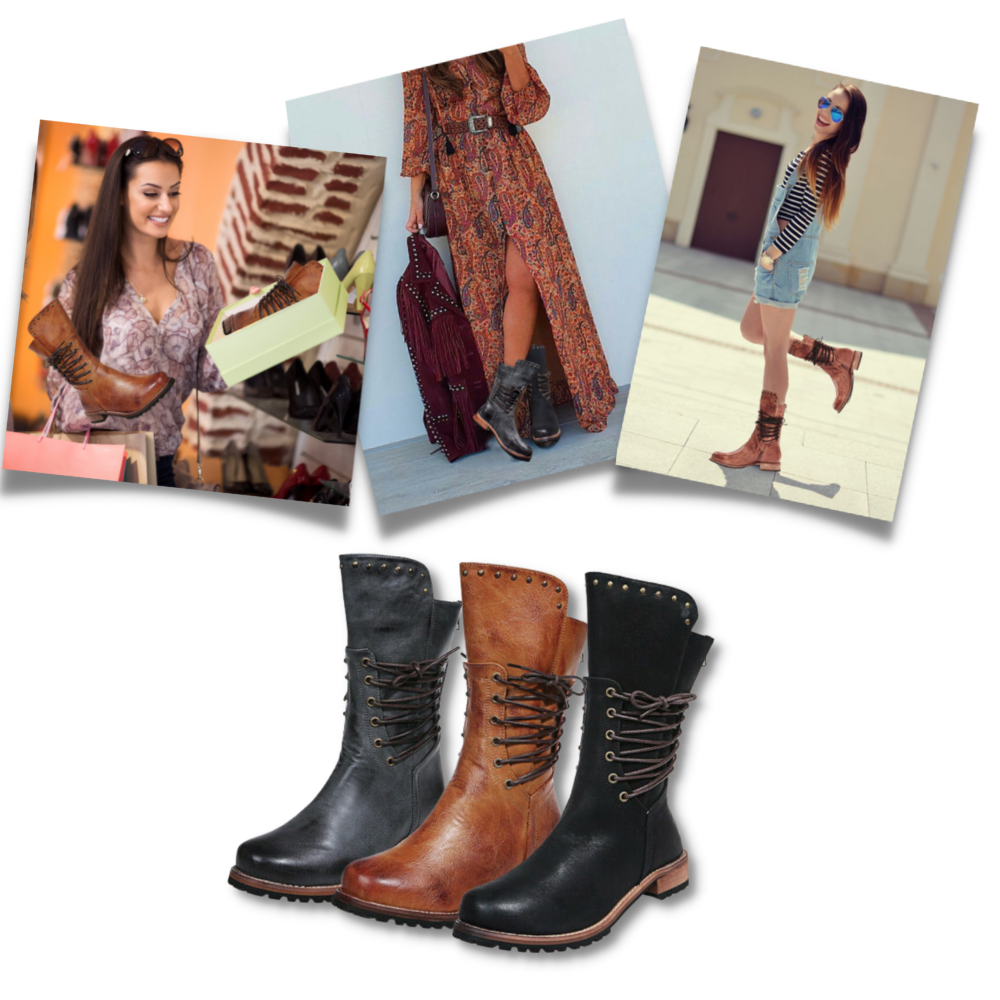 Bottines vintage en cuir PU - Ozerty