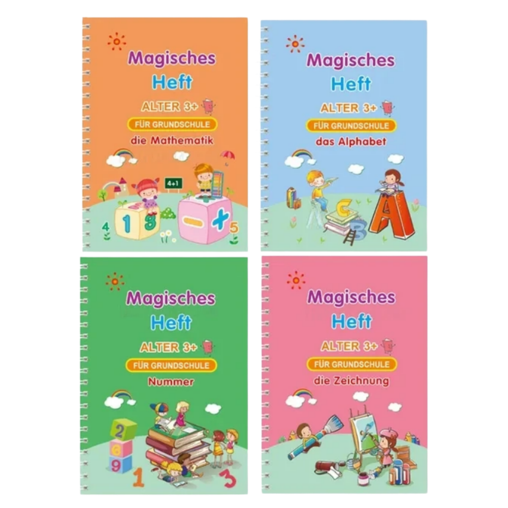 Cahier d'écriture effaçable à rainures -Allemand 4 Livres - Ozerty