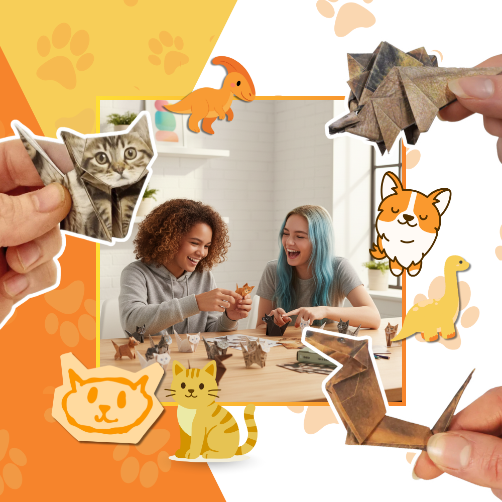 Papier origami 3D d'animaux  - Ozerty