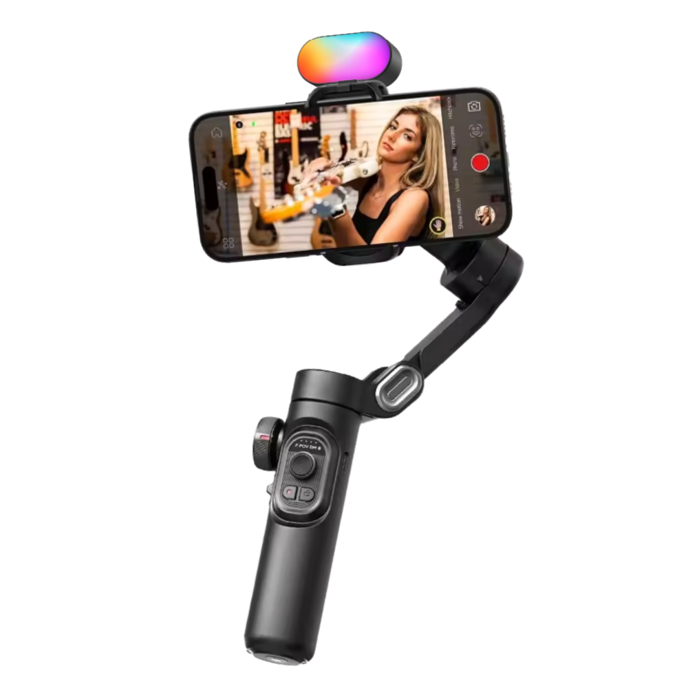 Stabilisateur de téléphone avec suivi par IA -Avec lumière - Ozerty