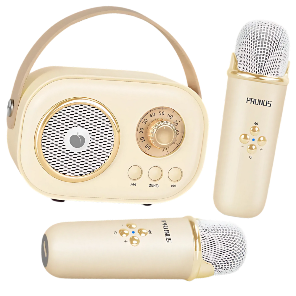 Mini Karaoké Bluetooth à double micro pour enfants -Beige - Ozerty