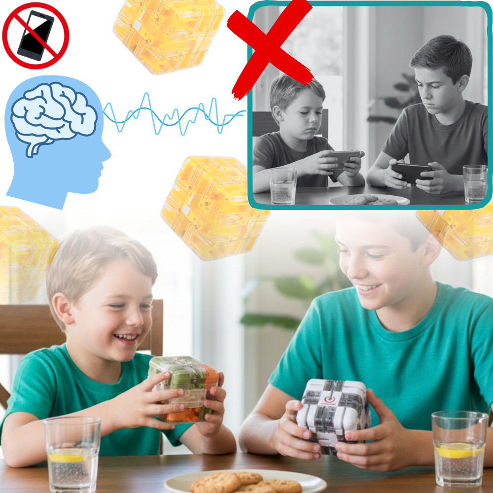 Cube labyrinthe Brain Builder puzzle 3D à bille - Ozerty