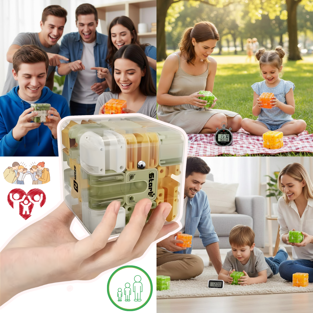 Cube labyrinthe Brain Builder puzzle 3D à bille - Ozerty