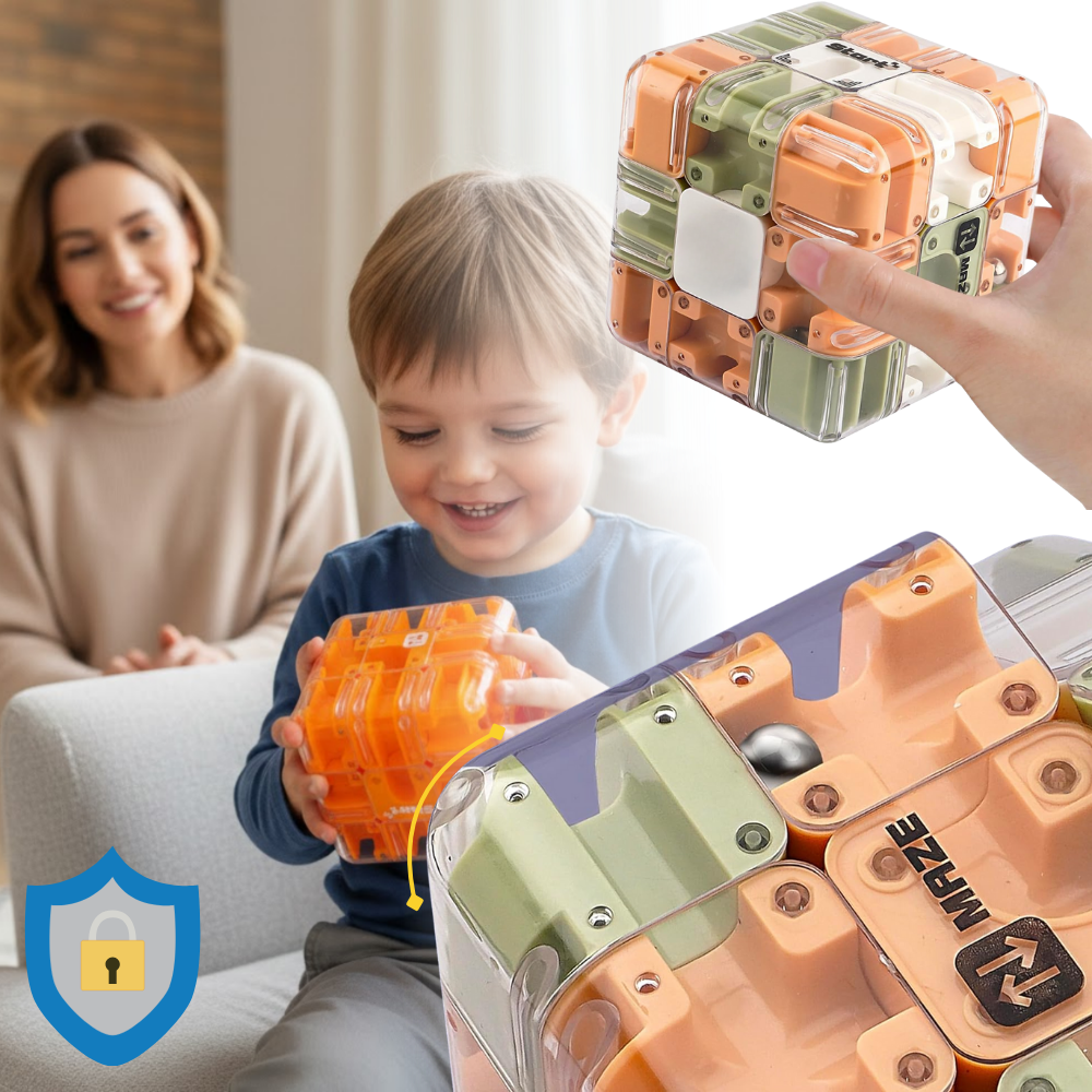 Cube labyrinthe Brain Builder puzzle 3D à bille - Ozerty