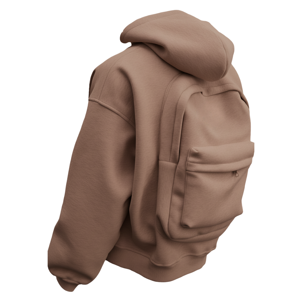 Sweat à capuche avec sac à dos intégré -Marron - Ozerty