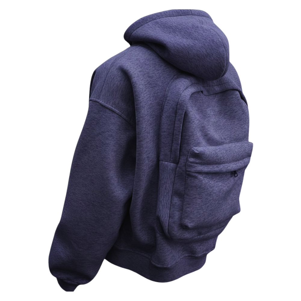 Sweat à capuche avec sac à dos intégré -Bleu marine - Ozerty