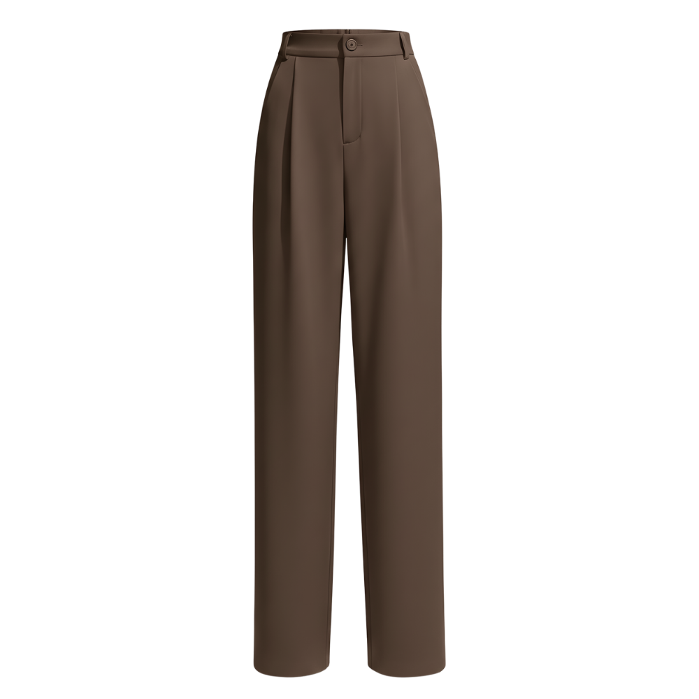 Pantalon chic à coupe large -Marron standard - Ozerty