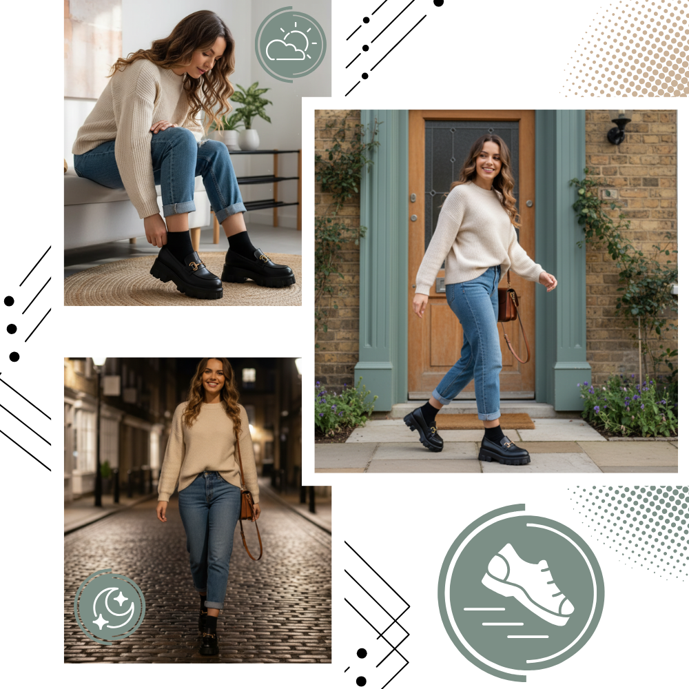 Mocassins en cuir élégants à semelles épaisses - Ozerty