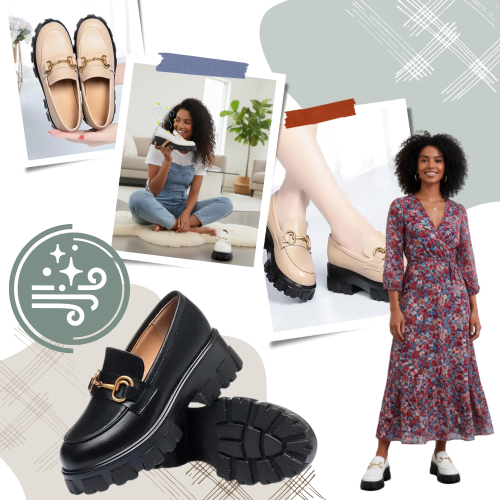 Mocassins en cuir élégants à semelles épaisses - Ozerty