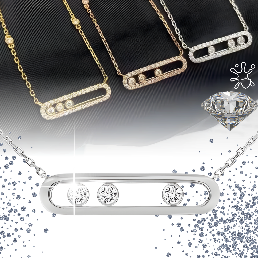 Collier intemporel à trois pierres mobiles - Ozerty