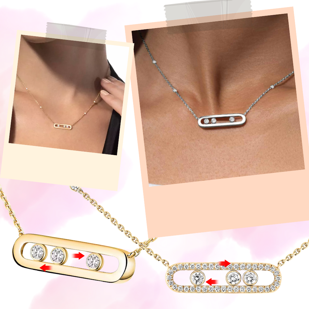 Collier intemporel à trois pierres mobiles - Ozerty