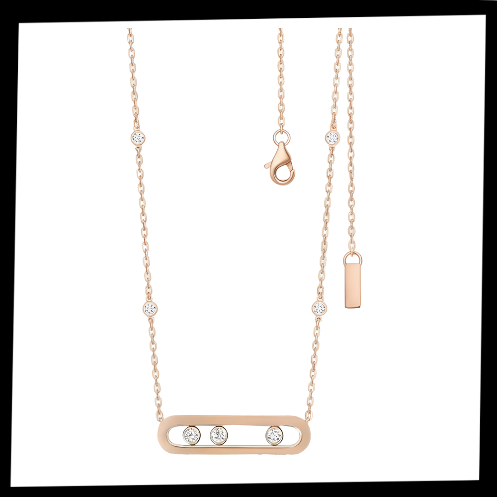 Collier intemporel à trois pierres mobiles - Ozerty