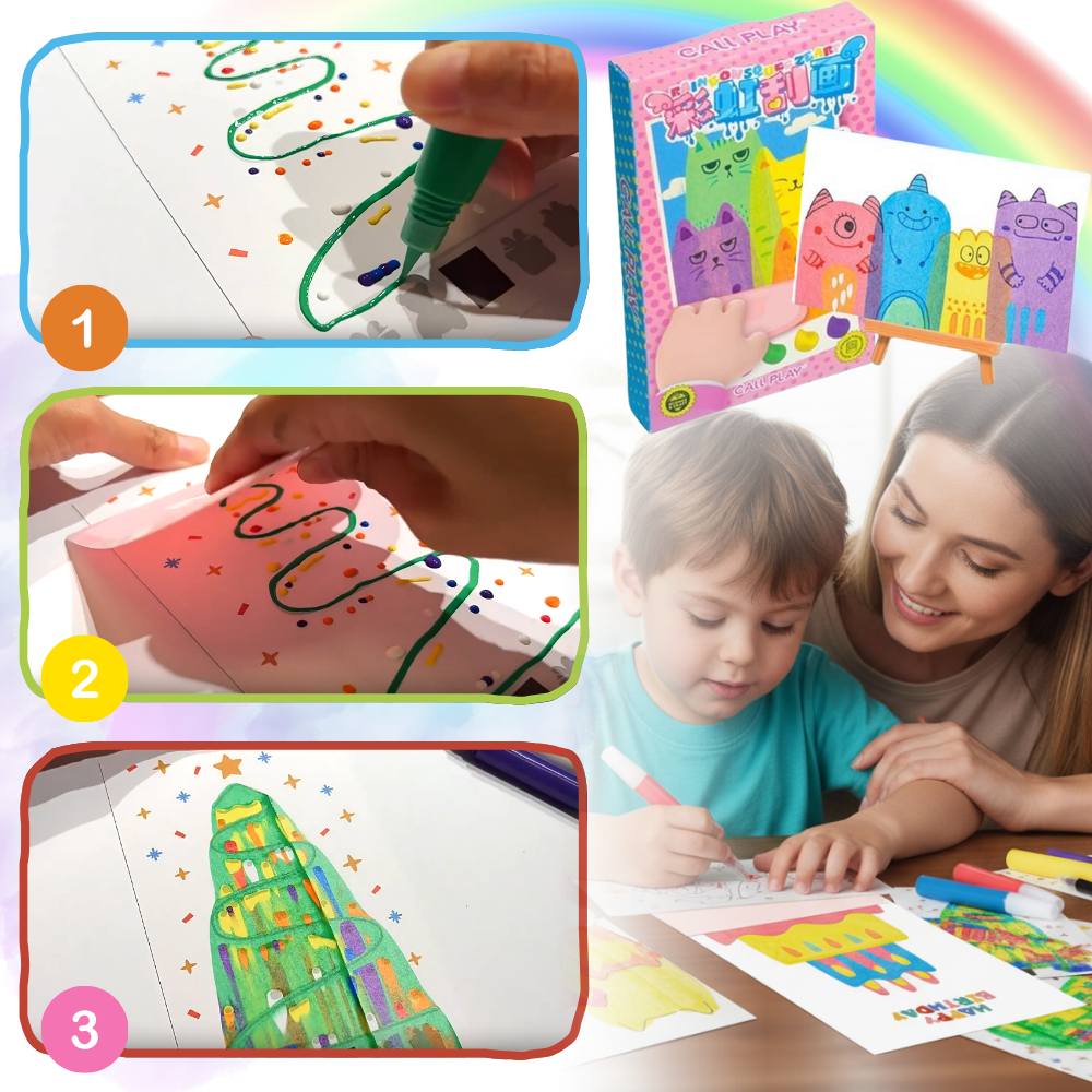 Kit peinture à pois et raclette pour enfants - Ozerty