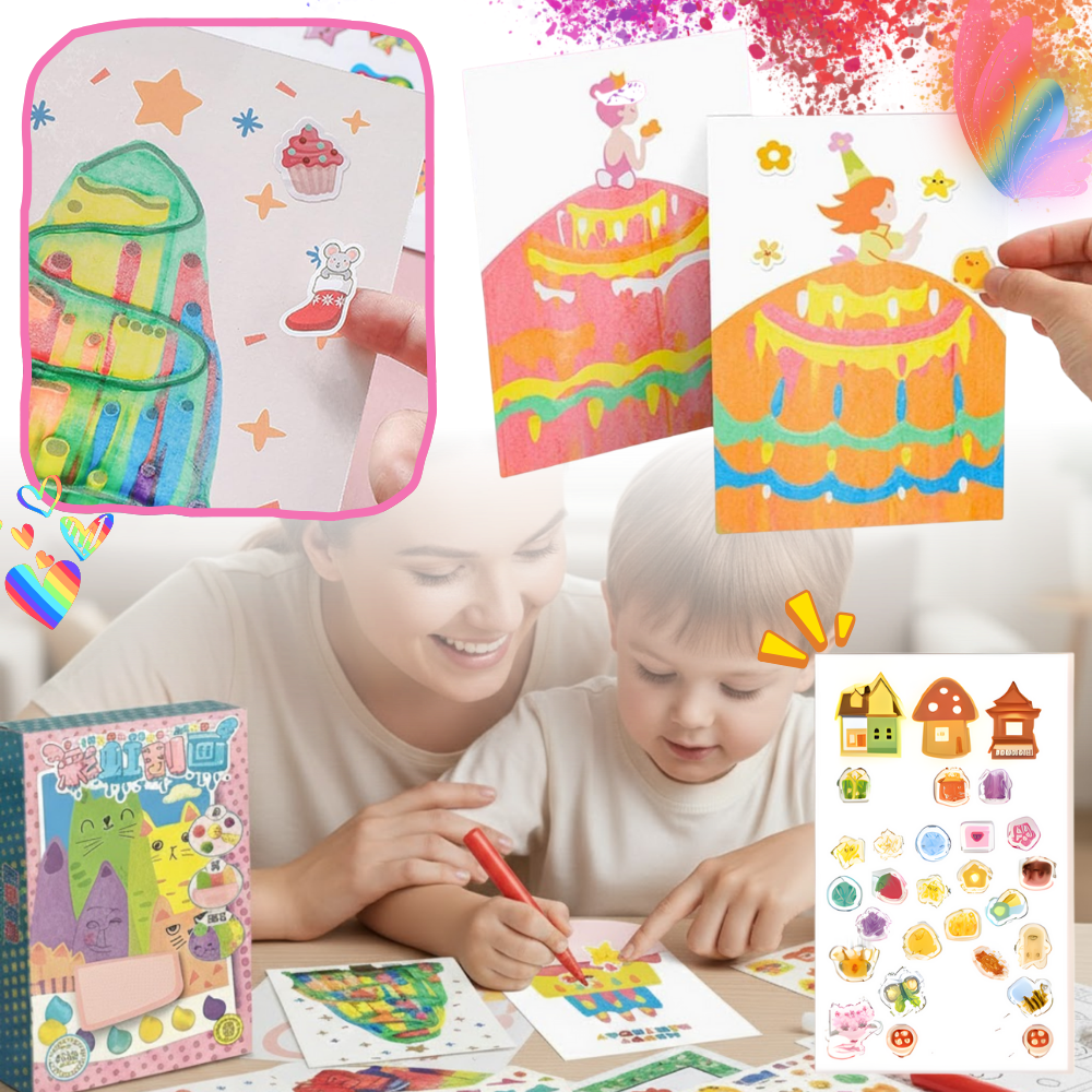 Kit peinture à pois et raclette pour enfants - Ozerty