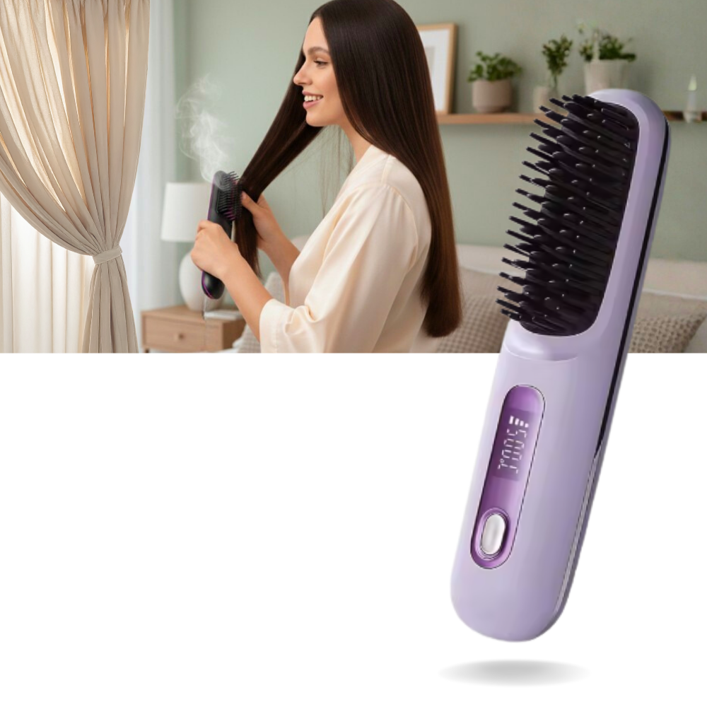 Brosse chauffante lissante sans fil - Ozerty