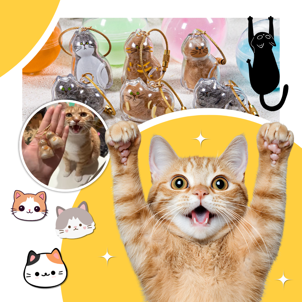Porte-clés capsule poils de chat - Ozerty