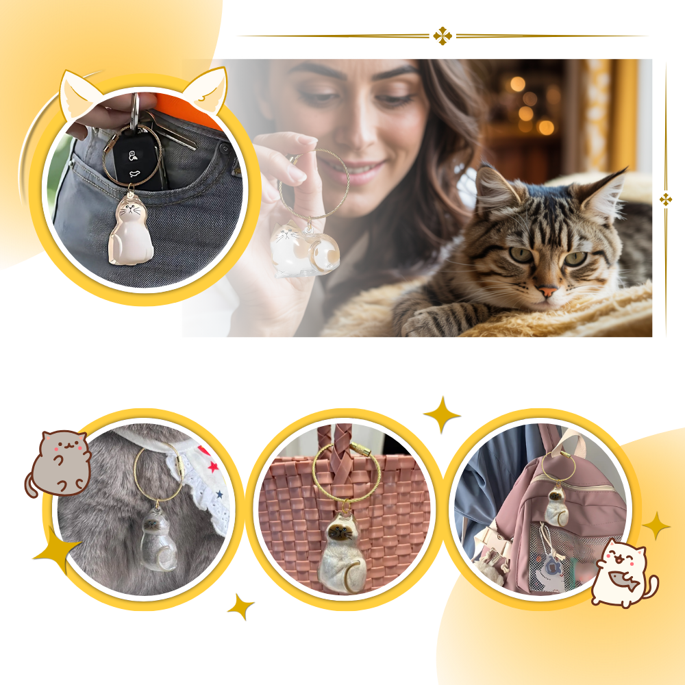 Porte-clés capsule poils de chat - Ozerty