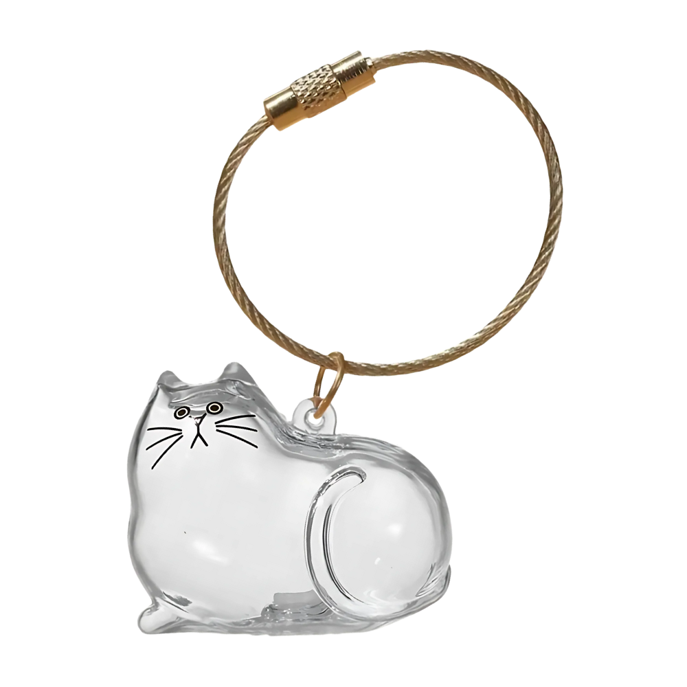 Porte-clés capsule poils de chat -Blanc Dodu - Ozerty
