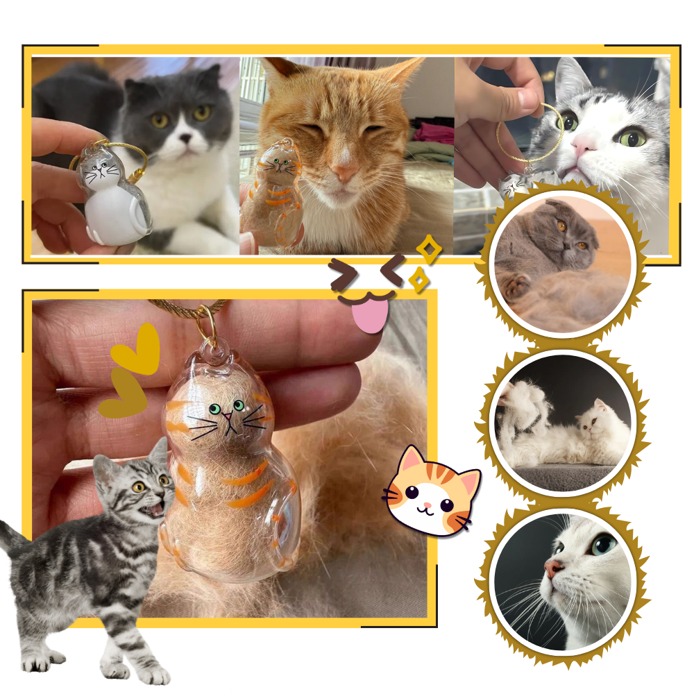 Porte-clés capsule poils de chat - Ozerty