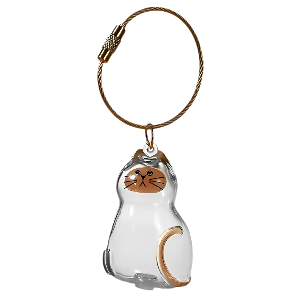 Porte-clés capsule poils de chat -Rêveur Blanc - Ozerty
