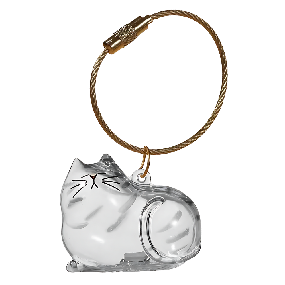 Porte-clés capsule poils de chat -Dormeur Blanc - Ozerty